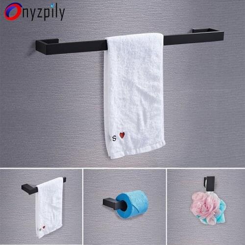 Black Bathroom Hardware Set Robe Hook Towel Rail Bar Rack Bar Shelf Tissue Paper Holder Toothbrush Holder Bathroom Accessories