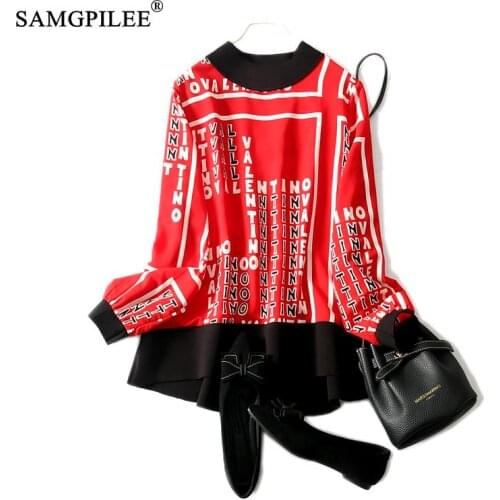 2021 Spring New Fashion Printed Festive Red Western Style Loose Chiffon Woman Clothing A-shaped Plus Size Women T-shirts 4XL