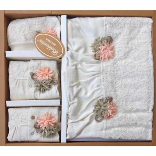 Authentic Baby Girl Beige 10 Piece Hospital Output Newborn Set Luxury 100 Cotton High Quality