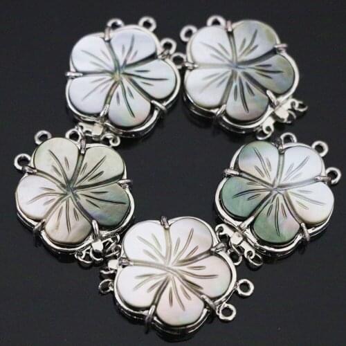 Natural Gray Mother Shell 3rows Flower Clasp 24mm Necklace jewelry For Ladies Birthday Gifts B1154