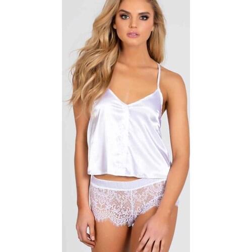 Merry See Ruched Satin Shorts Pajamas Suit White