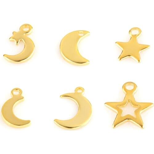 20pcs Stainless Steel Moon Star Pendant Animal Charms for DIY Jewelry Making Necklace Earring Bracelet Decoration Tail Charm Tag