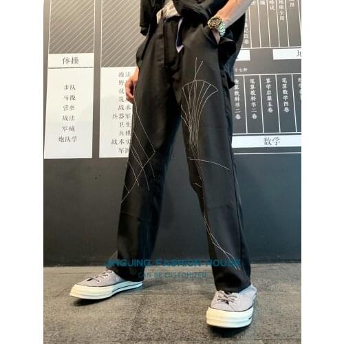 S-4XL!!2020 collocation embroiders black pioneer trousers straight tube trousers loose in tall waist men and women