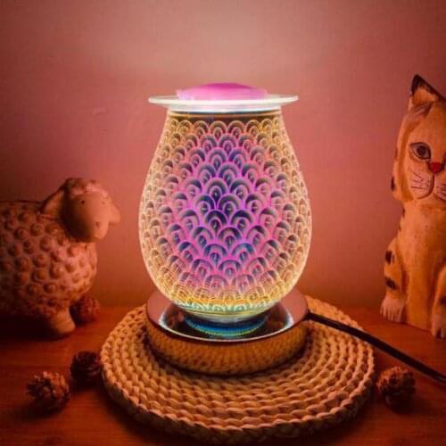 Touch switch dim 3D aromatherapy table lamp Bedside Table Lightings For Bedroom Desk Lamp Glass 3D night light Desk Decoration