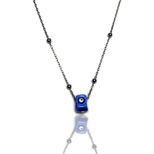 Midyat Silver World Ball Chain Evil Eye Beaded Necklace (Code: 2020904B)