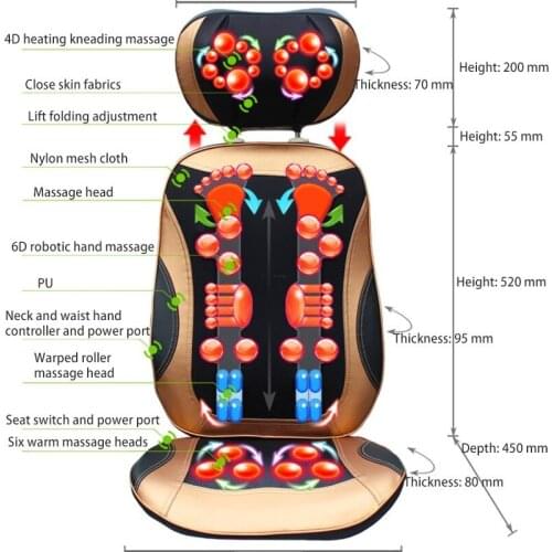 Cervical massage device neck household massage pad full-body multifunctional massage cushion cushion open back