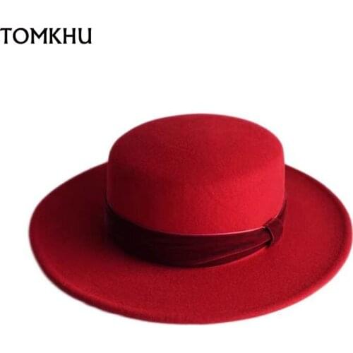New French Vintage Red Top Hats For Women Men Autumn And Winter British Street Fashion Luxury Panama Jazz Fedora Hat Bone Mafia