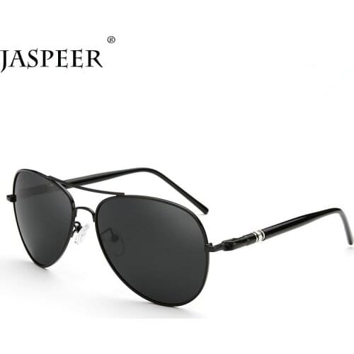 JASPEER Aviation Metail Frame Oversized Spring Leg Alloy Men Sunglasses Polarized Brand Design Pilot Male Sun Glasses Driving