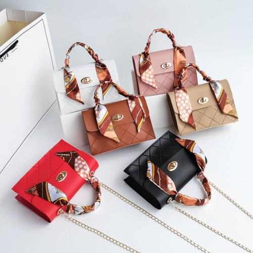 Fashion Female Square Bag 2021 New Quality PU Leather Womens Designer Handbag Lock Chain Shoulder Messenger Bags with Scarf