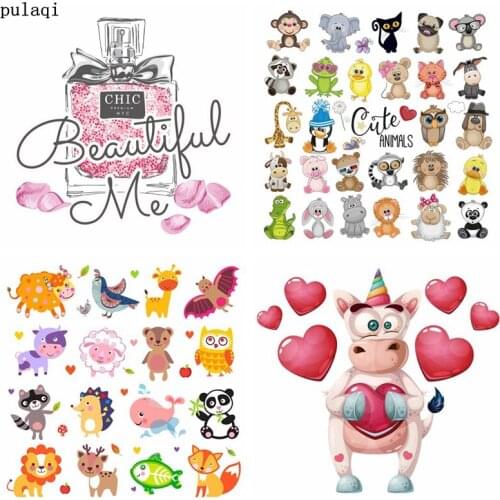 Pulaqi DIY Cartoon Wolf Iron on Heat Transfers Ironing Thermal Stickers Painting Style Patches for Clothing Applique on Clothes
