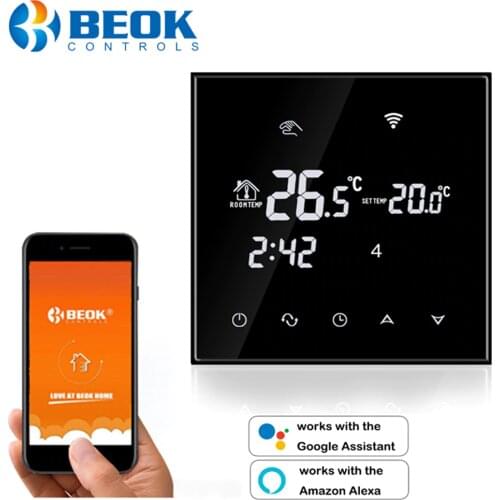 Beok 220V Smart Wifi Thermostat for Electrical/Water Floor Heating Temperature Controller Thermostat Alexa Google Home