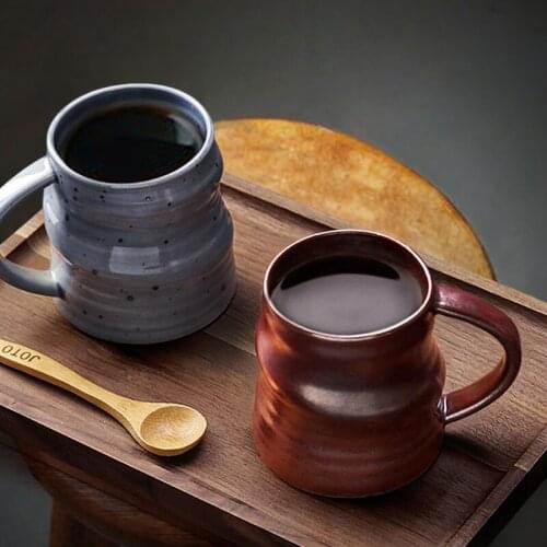Japan Brief Style Handmade Creative Coffee Mug With Handgrip Office Water Drinkware Retro Pottery Cups 280ML 5 Colors
