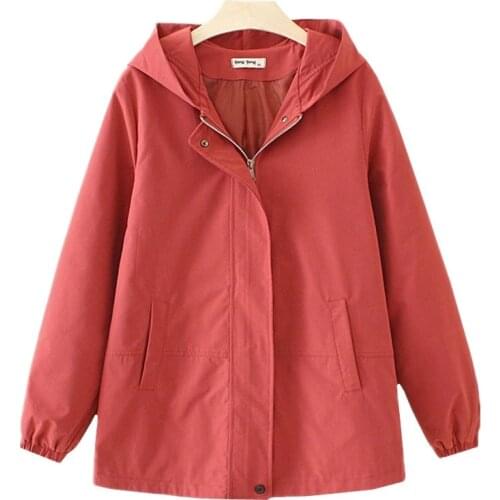 Womens Jackets 2021 New Autumn Windbreaker Famale Hooded Jacket Casual Basic Coat Loose plus Size 4XL Outerwear Female Tops