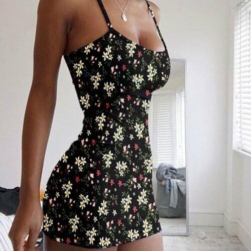 Womens Dresses Summer y2k Sexy Dress Ladies High Waist Floral Printed Party Mini Dresses Vestidos Back Lacing Straps robe femme