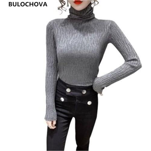 2021 Autumn Winter Women Solid Turtleneck Pullovers Slim Knitted Sweater Womans Long Sleeve Warm Runway Tops 4 Colors