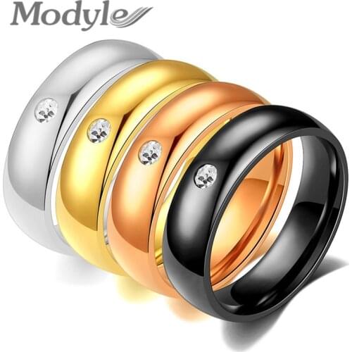 Modyle 2021 New Female Fashion Jewelry Gold Silver Color Stainless Steel Ring Punk Vintage Cubic Zirconia Ring for Women
