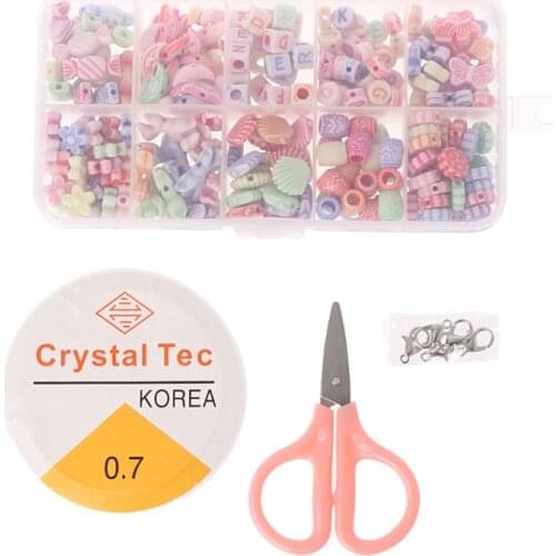 1Box Cartoon Acrylic Bead Kit Jewelry Necklace Bracelet Children Craft Set DIY