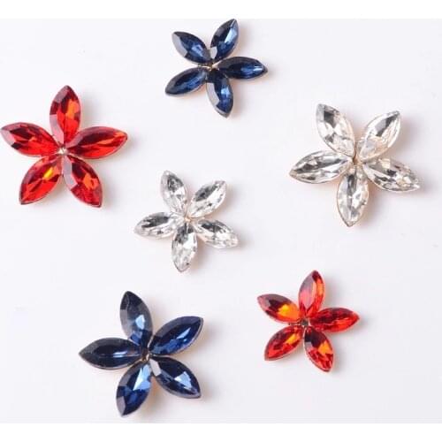 10 PCS 16x17mm 20x21mm KC Gold Plated Crystal Rhinestones Flowers Connector DIY Handmade Metal Alloy Jewelry Accessories