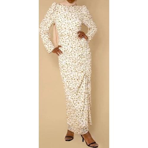 Abaya Muslim Dress Women Bohemian Printed Maxi Dress Long Sleeve Holiday Beach Wear Fashion Kaftan Dubai Turkish Robe Vestido