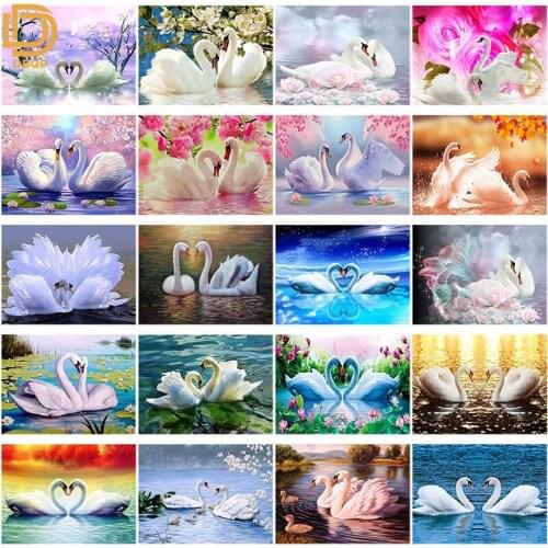 DIY 5D Diamond Painting Swan Animal Full Round Mosaic Cross Stitch Kit Diamond Embroidery Picture Rhinestone Wall Home Decor