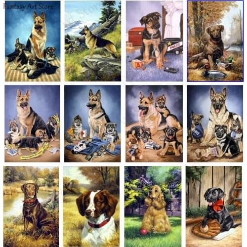 Diamond Mosaic German Shepherd Diamond Painting Animal Cross Stitch 5D DIY Full Square Diamond Embroidery Home Decoration
