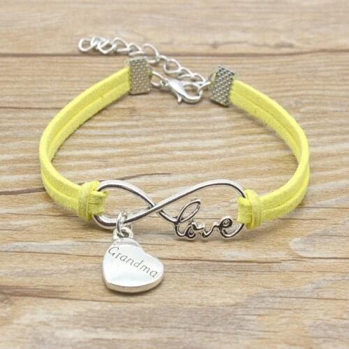 Infinity Love Grandma Nana Heart Charm Suede Leather Adjustable Bracelets Women Girl Minimalist Best Friends Gift Jewelry