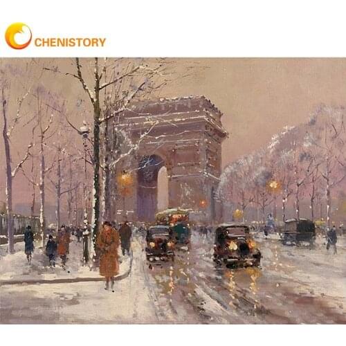 CHENISTORY Car People Landscape Oil Painting By Numbers Kits For Adults Children Handmade Unique Gift Home Decoration Wall Paint