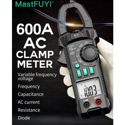 FUYI AC Digital Clamp Meter Multimeter Pinza Amperimetrica True RMS High Precision Capacitance NCV Ohm Hz Tester