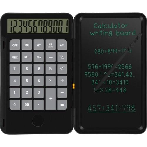 Foldable Calculator & 6.5 Inch LCD Writing Tablet Digital Drawing Pad Digits Display with Stylus Pen Rechargeable Graphics Pad