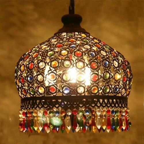 Design lamp pendant lighting crystal Bohemia Retro droplight Iron handmade pendant lights for Ming