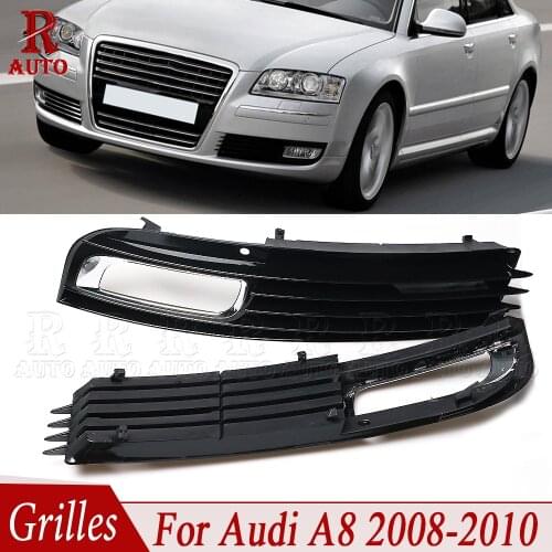 R-AUTO Car Fog Light For Audi A8 D3 2008 2009 2010 Grille Front Bumper Frame Grille Lower Grille 4E0807681AN 4E0807682AN