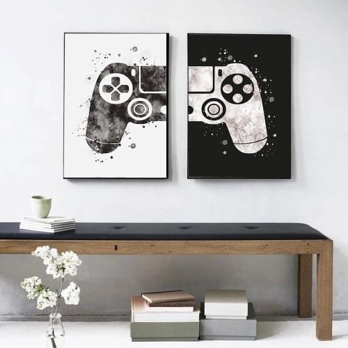 Watercolor Boys Game Poster Print Gamepad Illustration Game Wall Art Picture Joystick Canvas Painting for Kids Room Home Decor
