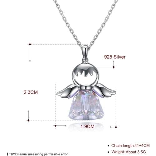 Fine Jewelry Luxury European Brand Guardian Angel Guardian Angel Crystal from Austrian For Woman Name Necklace Charm