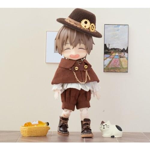 5Pcs/ Set OB11 Clothes Shawl+Top+Pants+Belt+Hat Suit for Obitsu11, 1/12Doll Clothes , GSC,P9, Molly Toy Costumes Accessories