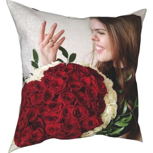 Red rose decoration cushion cover simple style 3D printing pillow cushion cover 45cm linen pillow cover culture