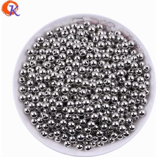 Cordial Design Jewelry Accessories Wholesale 1000Pcs 6MM Rhodium Color Smooth Round Plastic Spacers Beads CDWB-517668