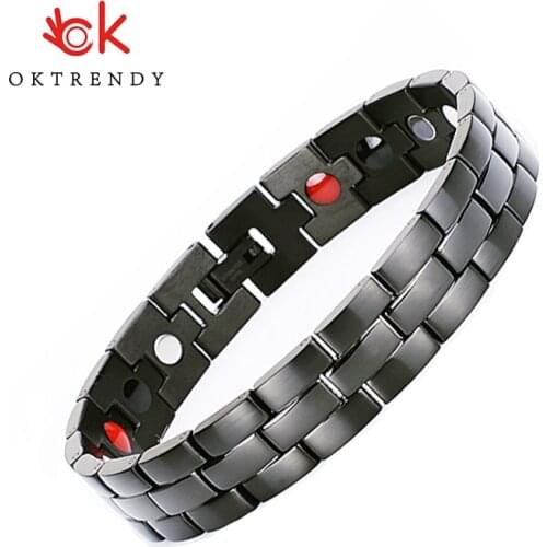 Oktrendy Men Women Healthy Magnetic Bracelet Stainless Steel Power Therapy Magnets Bangles Lovers Gift 024