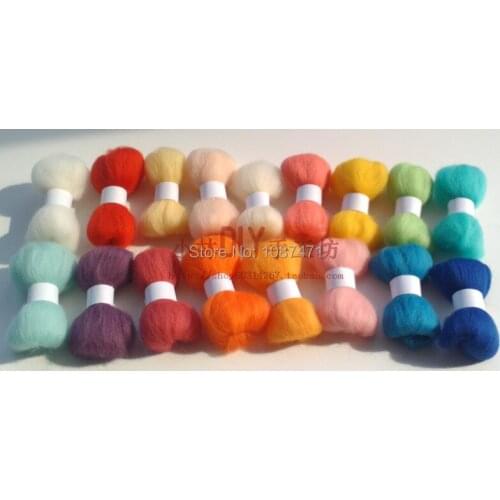 Merino wool felt Needlework Wool felt poke fun diy material kit wool article 5g/piece, 20piece/lot (100g per pack)
