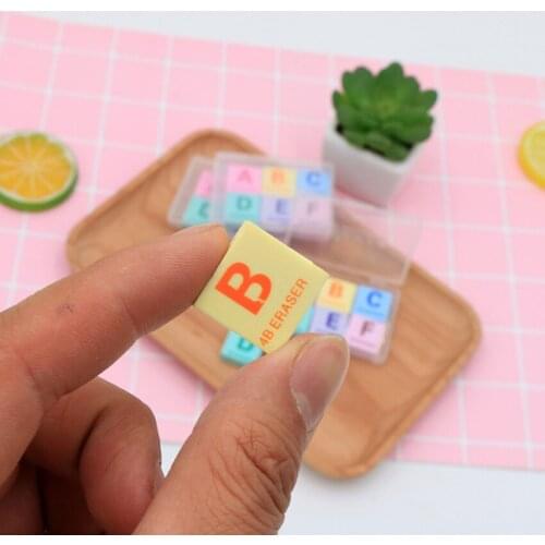 6pcs/pack Colorful Mini Eraser Boxed Letter A-F Rubber Eraser Set Cute Stationery School Office Supplies