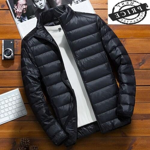 Mens Autumn Winter Ultralight White Duck Down Jacket Male Warm Parkas Coats Ultra Light Stand Collar Outwear LWL11a1