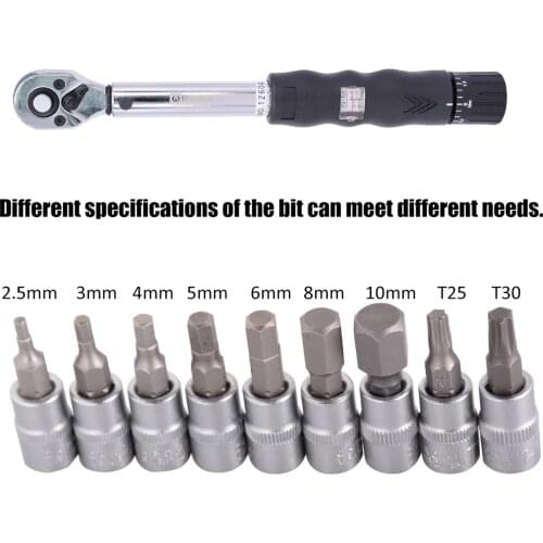 1/4" DR 2-14Nm Bike Torque Wrench Set Bicycle Repair Tools Kit Ratchet Mechanical Torque Spanner Manual Wrenches