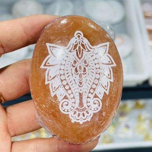 Natural Orange Crystal Chakela Gypsum Mineral Healing Gems Collections Decorations