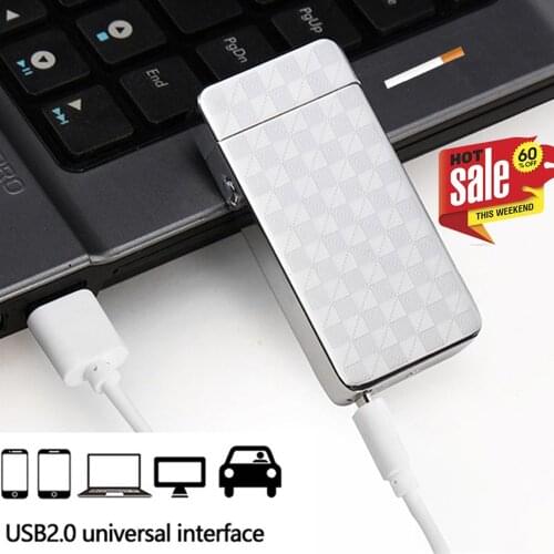 New Button Double Arc Plasma Electric Lighter LED Power Display Lighter Cool USB Rechargeable Metal Windproof Electric Lighters