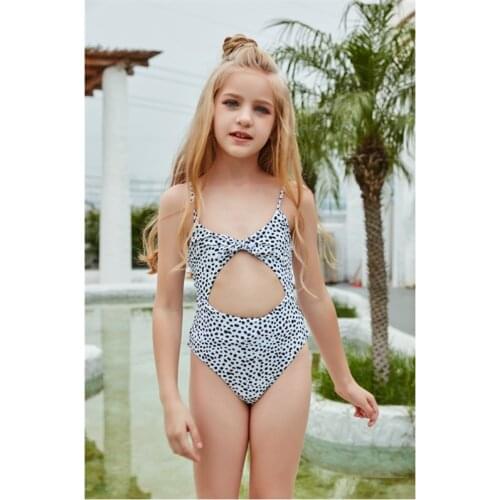 2021 New Fashion Girls Leopard Point Swimsuit Sexy Tight Backless Triangle Hollow One-piece Swimsuit Swimsuit Bikini