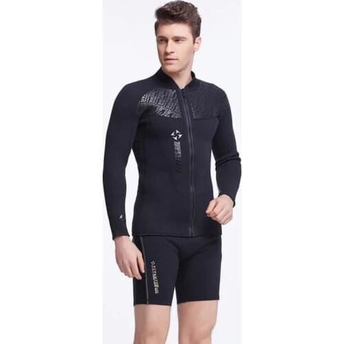 New 3mm Mens Black Long Sleeve Wetsuit Jacket Tops Surf Diving Swim Suit Full Zipper