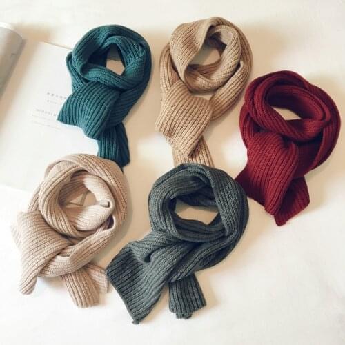 New Winter Men and Women Childrens Knitted Wool Scarf Solid Color Childrens Wild Scarf Baby Winter Scarf
