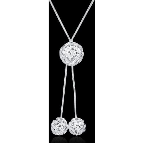Fashion 925 Sterling Silver Necklaces charm Jewelry 18 inches Rose flower necklace for women party Christmas gift