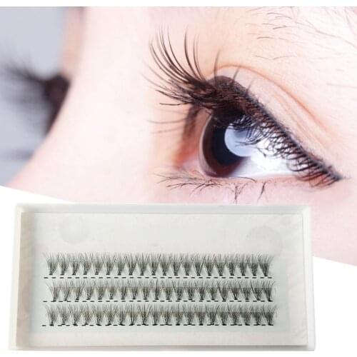 60Pcs 10 Root 0.1mm Thickness False Eyelashes Natural Grafting Fiber Long Realistic Eyelash Extensions False Lashes for Beauty