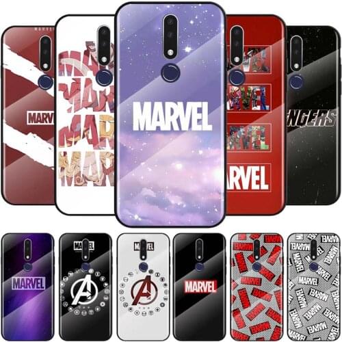 Tempered Glass Shell Luxury Cover Marvel Logo Avengers For OPPO A9 2020 A52 Find X2 Lite Realme 7 7i C3 XT 6 5 PRO Phone Case