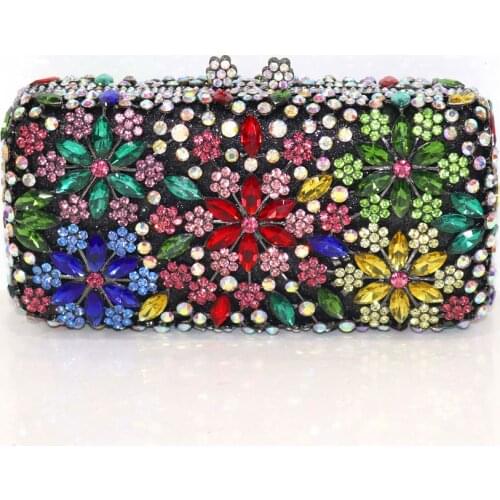Luxury Crystal Women Clutch 3D Flower Party Evening Bags Diamonds Metal Partys Wedding Purse Bag Designer Handbags High Quality